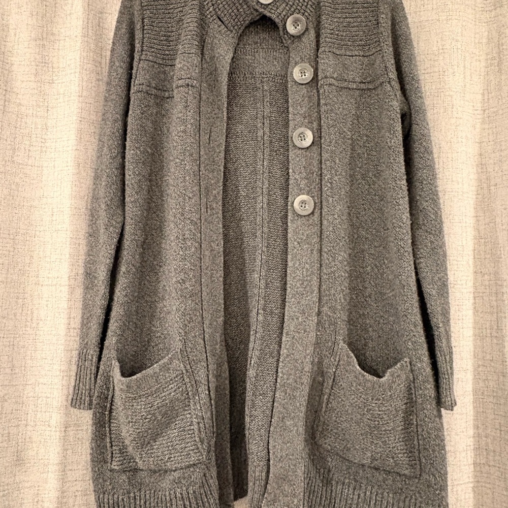 Gray Women's Sweater with Button Detail